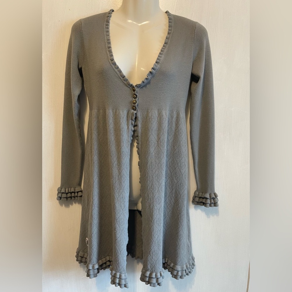 by ti mo  Gray Ruffle Trim Cardigan